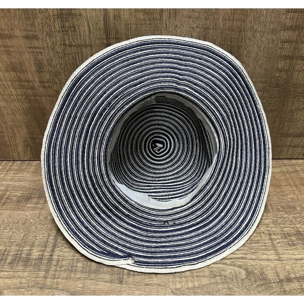 Navy & White Striped Paper straw sun hat By CVS Pharmacy one size fits most